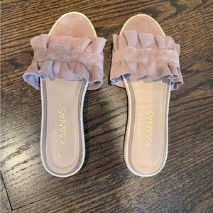 KAANAS Women's Purple Ruffle Slide Sandals Flats size 7